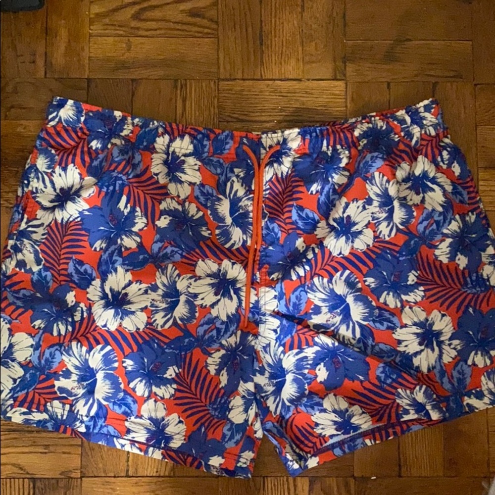 NWT mountain expedition orange floral swim shorts